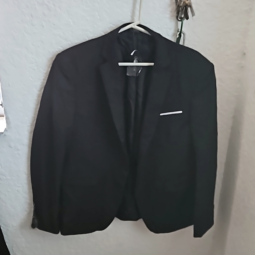 Black men's jacket, made by CloudStyle Size is large. Jeans in great shape